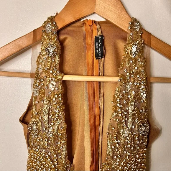 LoveSohnaDesigns Elegant Gold Embellished Mini Dress - (Custom Size) - Picture 3 of 15